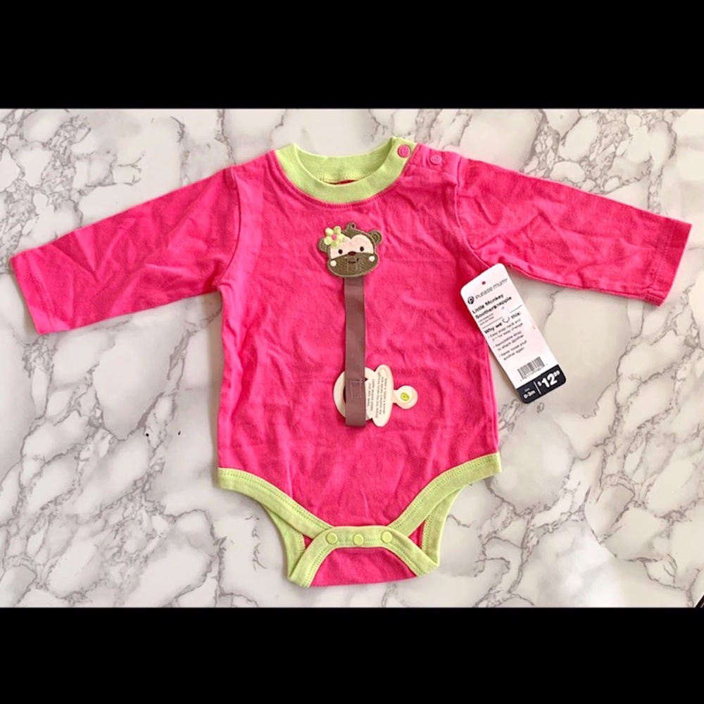PLEASE MUM Little Monkey Soother Snappie Onesie SIZE 0-3m - NWT